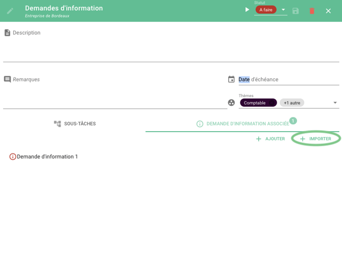 importer demande d'infos